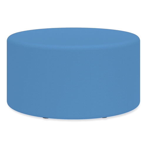 Learn 30" Cylinder Vinyl Ottoman, 30w x 30d x 18h, Blue, Ships in 1-3 Business Days