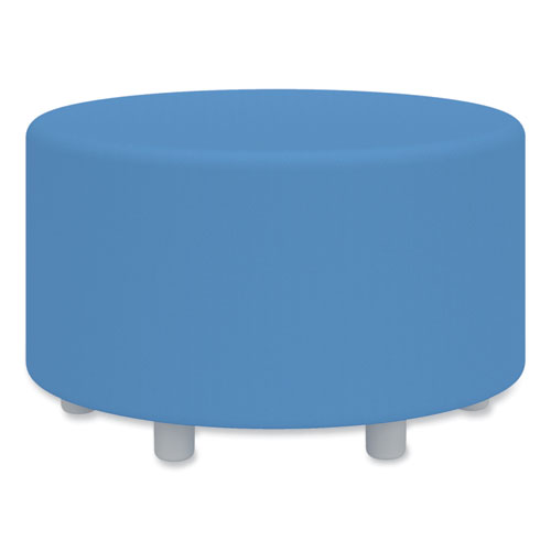 Learn 30" Cylinder Vinyl Ottoman, 30w x 30d x 18h, Blue, Ships in 1-3 Business Days