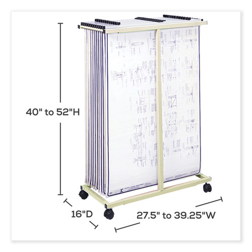 Mobile Vertical File, 12 Hanging Clamps, 39.25w x 16d x 52h, Tan, Ships in 1-3 Business Days