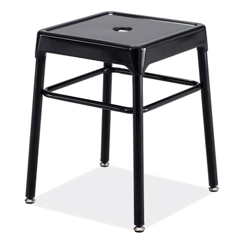 Safco® Steel Guestbistro Stool, Backless, Supports Up To 250 Lb, 18" Seat Height, Black Seat, Black Base, Ships In 1-3 Business Days