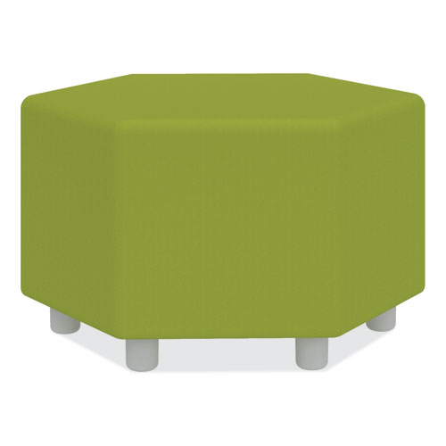 Learn 30" Hexagon Vinyl Ottoman, 30" x 30" x 18", Green