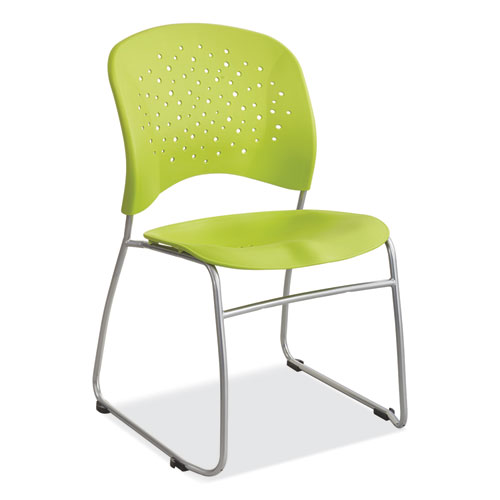 Reve GuestBistro Chair with Sled Base, Supports Up to 250 lb, 18" Seat Height, Green Seat/Back, Silver Base, 2/Carton