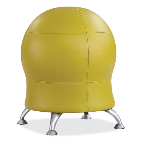 Zenergy Ball Chair, Backless, Supports Up to 250 lb, Green Vinyl Seat, Silver Base, Ships in 1-3 Business Days