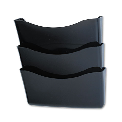 Rubbermaid® Unbreakable Wall Files, 3 Sections, A4/Letter Size, 13.75" X 3.13" X 29.38", Smoke