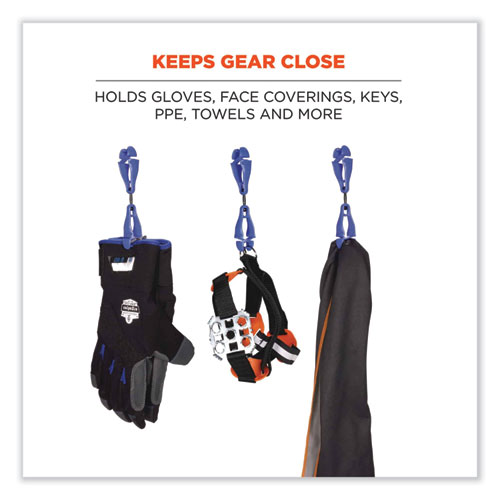 Image of Ergodyne® Squids 3420 Dual Clip Swivel Glove Clip Holder, 1 X 0.6 X 5.5, Acetal Copolymer, Blue, 100/Pack, Ships In 1-3 Business Days