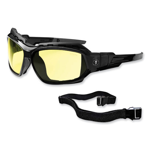 Image of Ergodyne® Skullerz Loki Safety Glasses/Goggles, Black Nylon Impact Frame, Yellow Polycarbonate Lens, Ships In 1-3 Business Days
