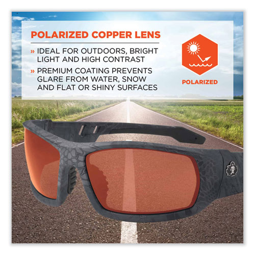 Image of Ergodyne® Skullerz Odin Safety Glasses, Kryptek Typhon Nylon Impact Frame, Polarized Copper Polycarb Lens, Ships In 1-3 Business Days