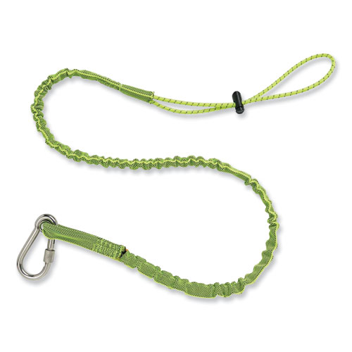 Image of Ergodyne® Squids 3101 Lanyard W/Stainless Steel Carabiner+Cinch-Loop, 15 Lb Max Work Cap, 42" To 54", Lime, Ships In 1-3 Business Days