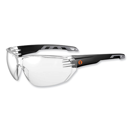 ergodyne® Skullerz Vali Frameless Safety Glasses, Black Nylon Impact Frame, Anti-Fog Clear Polycarb Lens, Ships in 1-3 Business Days