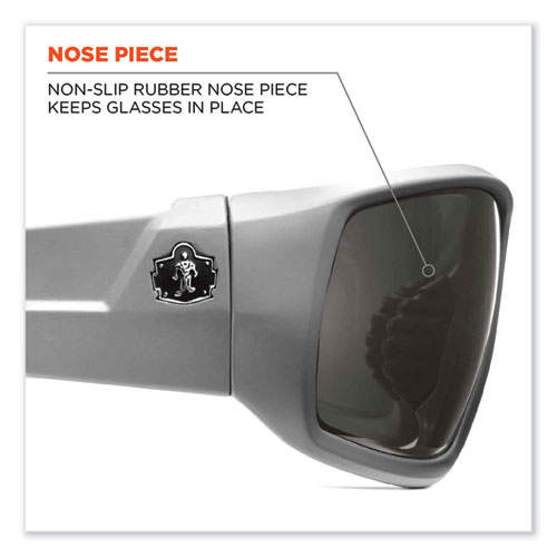 Image of Ergodyne® Skullerz Odin Safety Glasses, Matte Gray Nylon Impact Frame, Polarized Smoke Polycarbonate Lens, Ships In 1-3 Business Days