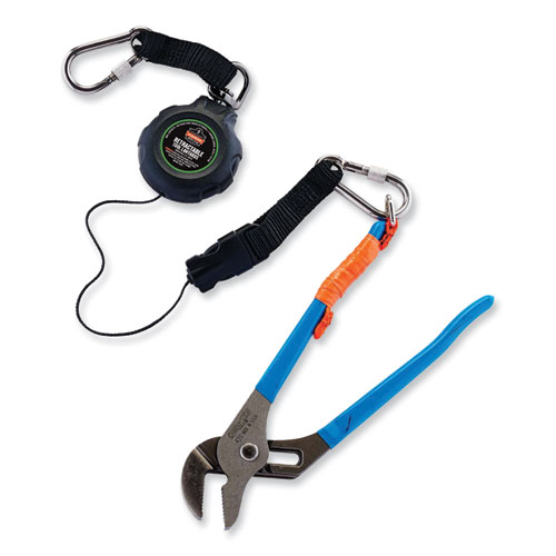 Squids 3000 Retractable Tool Lanyard with Carabiner Anchor, 1 lb Working Capacity, 48", Black, Ships in 1-3 Business Days