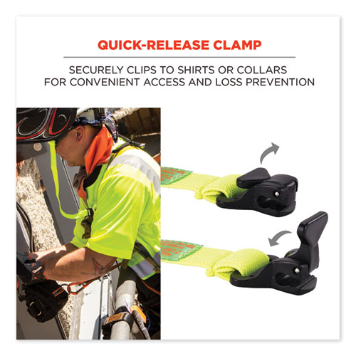 Squids 3155 Elastic Lanyard with Clamp, 2 lb Max Working Capacity, 18" to 48" Long, Lime, Ships in 1-3 Business Days
