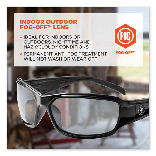 Image of Ergodyne® Skullerz Thor Safety Glasses, Black Nylon Impact Frame, Antifog Indoor/Outdoor Polycarbonate Lens, Ships In 1-3 Business Days