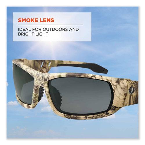 Image of Ergodyne® Skullerz Odin Safety Glasses, Kryptek Highlander Nylon Impact Frame, Smoke Polycarbonate Lens, Ships In 1-3 Business Days