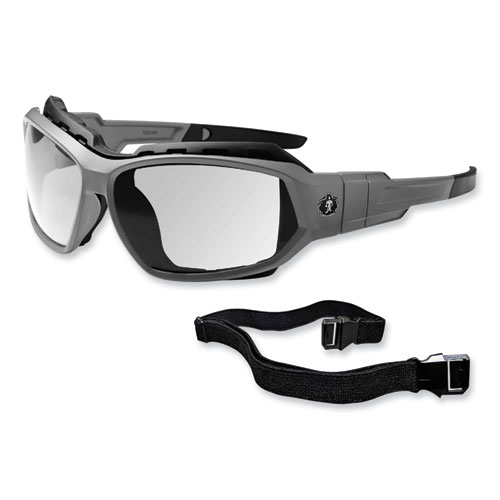 Skullerz Loki Safety Glasses/Goggles, Matte Gray Nylon Impact Frame, Anti-Fog Clear Polycarb Lens, Ships in 1-3 Business Days