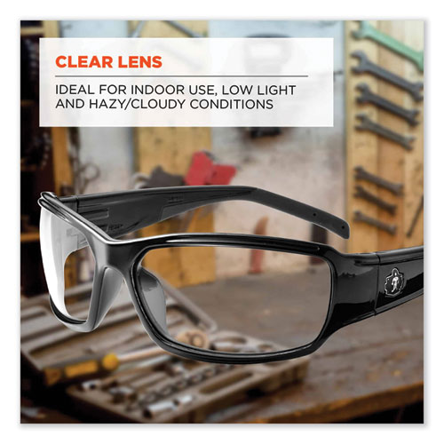 Image of Ergodyne® Skullerz Thor Safety Glasses, Black Nylon Impact Frame, Clear Polycarbonate Lens, Ships In 1-3 Business Days