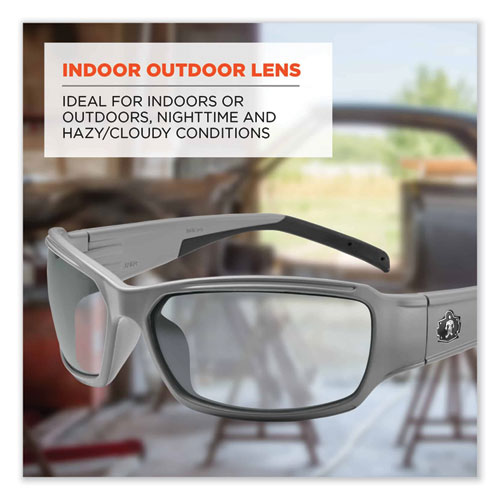 Skullerz Thor Safety Glasses, Matte Gray Nylon Impact Frame, Indoor/Outdoor Polycarbonate Lens, Ships in 1-3 Business Days