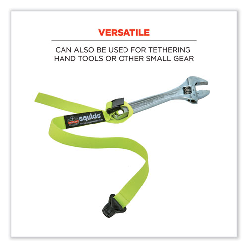 Squids 3155 Elastic Lanyard with Clamp, 2 lb Max Working Capacity, 18" to 48" Long, Lime, Ships in 1-3 Business Days