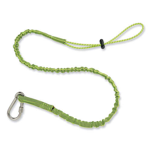 ergodyne® Squids 3101 Lanyard w/Stainless Steel Carabiner+Cinch-Loop, 15 lb Max Work Cap, 35" to 45", Lime, Ships in 1-3 Business Days