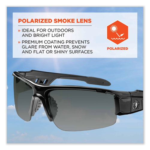 Skullerz Dagr Safety Glasses, Black Nylon Impact Frame, Polarized Smoke  Polycarbonate Lens, Ships in 1-3