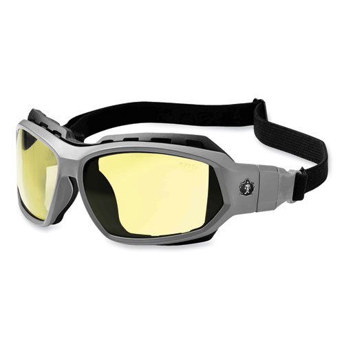 Skullerz Loki Safety Glasses/Goggles, Matte Gray Nylon Impact Frame, Yellow Polycarbonate Lens, Ships in 1-3 Business Days