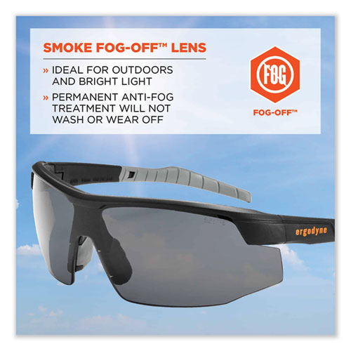 Skullerz Skoll Safety Glasses, Matte Black Nylon Impact Frame, Anti-Fog Smoke Polycarbonate Lens, Ships in 1-3 Business Days