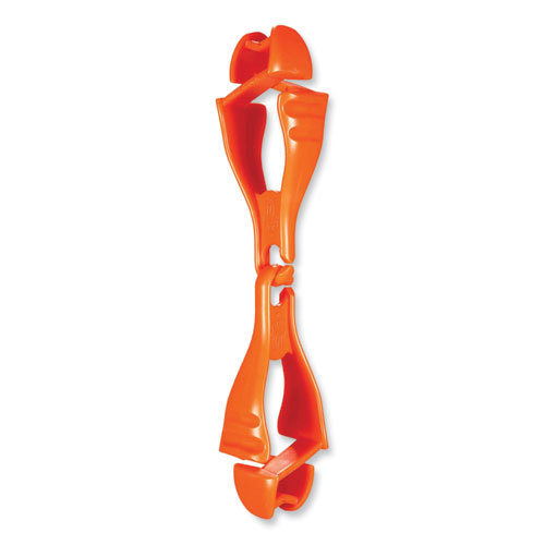 Image of Ergodyne® Squids 3400 Dual Clip Glove Clip Holder, 1 X 1 X 6.5, Acetal Copolymer, Orange, Ships In 1-3 Business Days