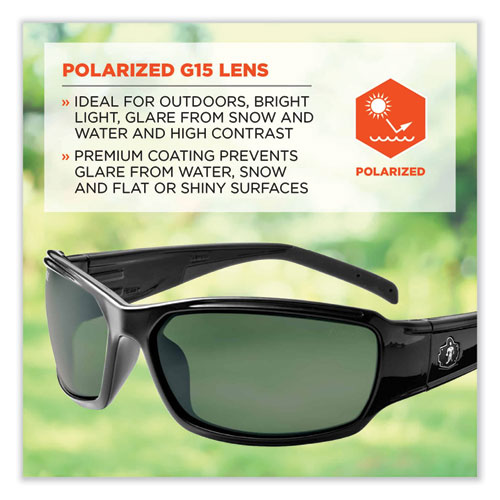 Skullerz Thor Safety Glasses, Black Nylon Impact Frame, Polarized G15 Polycarbonate Lens, Ships in 1-3 Business Days