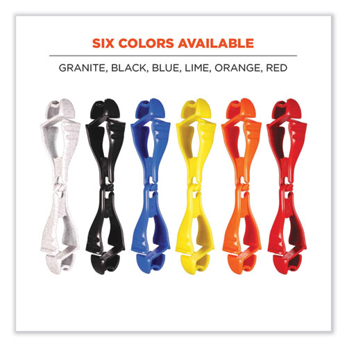 Image of Ergodyne® Squids 3400 Dual Clip Glove Clip Holder, 1 X 1 X 6.5, Acetal Copolymer, Granite, 100/Pack, Ships In 1-3 Business Days