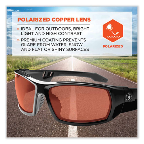 Skullerz Odin Safety Glasses, Black Nylon Impact Frame, Polarized Copper Polycarbonate Lens, Ships in 1-3 Business Days