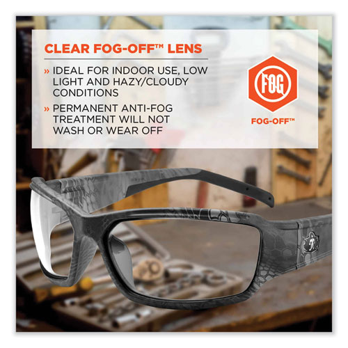 Image of Ergodyne® Skullerz Thor Safety Glasses, Kryptek Tyhpon Nylon Impact Frame, Antifog Clear Polycarbonate Lens, Ships In 1-3 Business Days