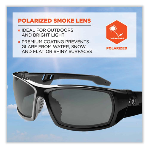Image of Ergodyne® Skullerz Odin Safety Glasses, Black Nylon Impact Frame, Polarized Smoke Polycarbonate Lens, Ships In 1-3 Business Days