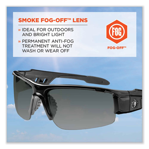 Skullerz Dagr Safety Glasses, Black Nylon Impact Frame, Anti-Fog Smoke Polycarbonate Lens, Ships in 1-3 Business Days