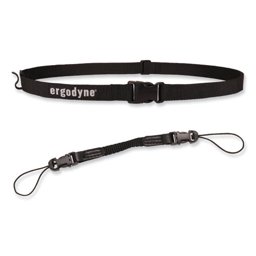 Ergodyne® Squids 3135 Barcode Scanner Belt With Hook + Adaptor Strap, Small: 29" To 53" Long, Black, Ships In 1-3 Business Days