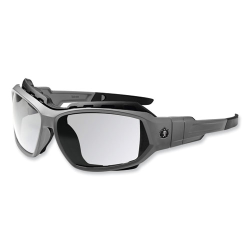 Skullerz Loki Safety Glasses/Goggles, Matte Gray Nylon Impact Frame, Clear Polycarbonate Lens, Ships in 1-3 Business Days