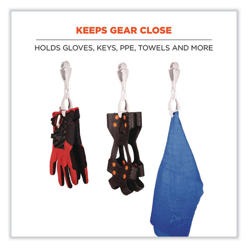 Squids 3400 Dual Clip Glove Clip Holder, 1 x 1 x 6.5, Acetal Copolymer, Granite, 100/Pack, Ships in 1-3 Business Days
