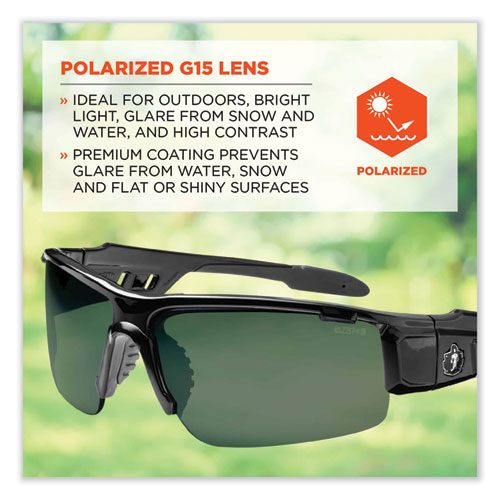 Skullerz Dagr Safety Glasses, Black Nylon Impact Frame, Polarized G15 Polycarbonate Lens, Ships in 1-3 Business Days
