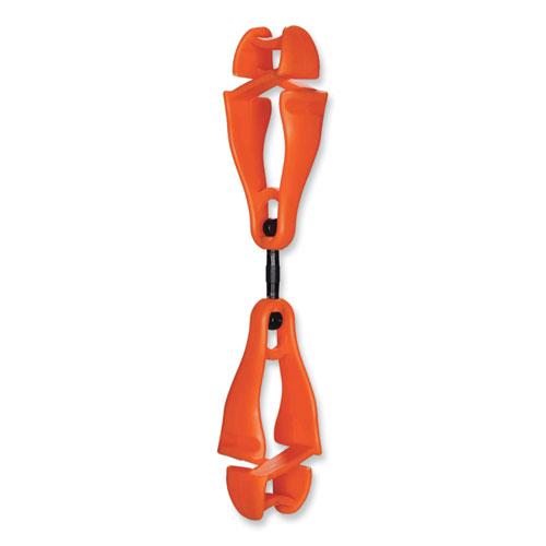 Image of Ergodyne® Squids 3420 Dual Clip Swivel Glove Clip Holder, 1 X 0.6 X 5.5, Acetal Copolymer, Orange , Ships In 1-3 Business Days