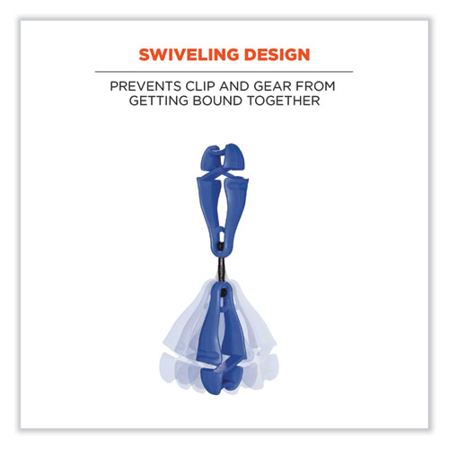 Squids 3420 Dual Clip Swivel Glove Clip Holder, 1 x 0.6 x 5.5, Acetal Copolymer, Blue, Ships in 1-3 Business Days