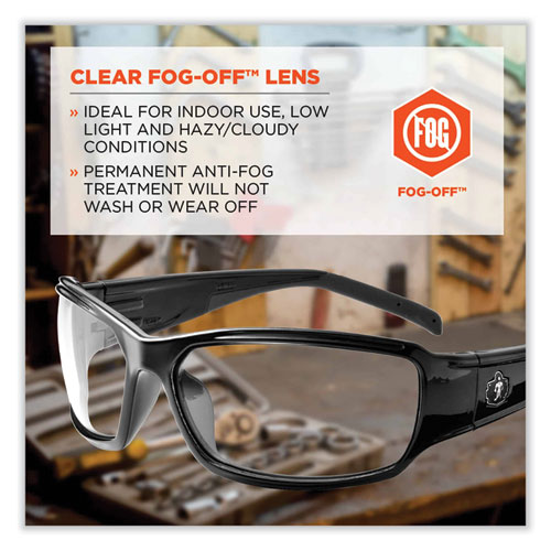 Skullerz Thor Safety Glasses, Black Nylon Impact Frame, Anti-Fog Clear Polycarbonate Lens, Ships in 1-3 Business Days