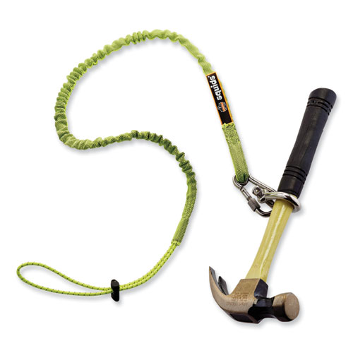 Image of Ergodyne® Squids 3101 Lanyard W/Stainless Steel Carabiner+Cinch-Loop, 15 Lb Max Work Cap, 42" To 54", Lime, Ships In 1-3 Business Days