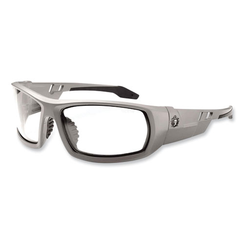 Image of Ergodyne® Skullerz Odin Safety Glasses, Matte Gray Nylon Impact Frame, Clear Polycarbonate Lens, Ships In 1-3 Business Days