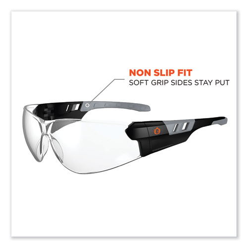 Skullerz Saga Frameless Safety Glasses, Black Nylon Impact Frame, Anti-Fog Clear Polycarb Lens, Ships in 1-3 Business Days