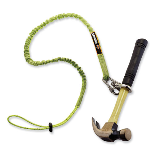 Image of Ergodyne® Squids 3101 Lanyard W/Stainless Steel Carabiner+Cinch-Loop, 15 Lb Max Work Cap, 35" To 45", Lime, Ships In 1-3 Business Days