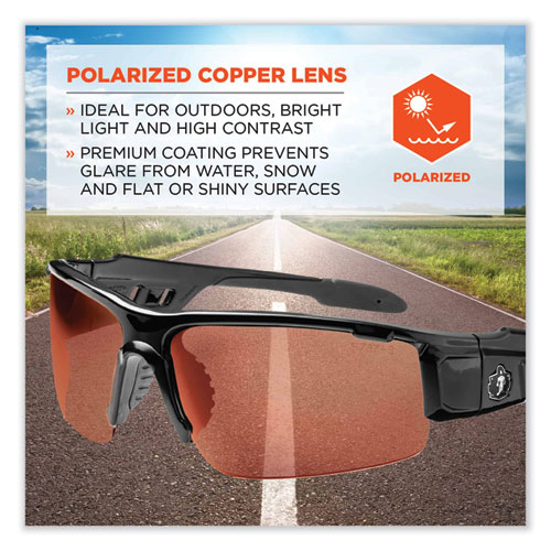 Skullerz Dagr Safety Glasses, Black Nylon Impact Frame, Polarized Copper Polycarbonate Lens, Ships in 1-3 Business Days