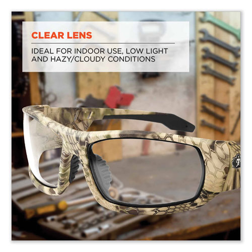 Image of Ergodyne® Skullerz Odin Safety Glasses, Kryptek Highlander Nylon Impact Frame, Clear Polycarbonate Lens, Ships In 1-3 Business Days