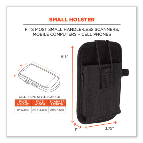 Squids 5544 Phone Style Scanner Holster w/Belt Clip and Loops, 1 Comp, 3.75x1x6.5, Polyester,Black,Ships in 1-3 Business Days