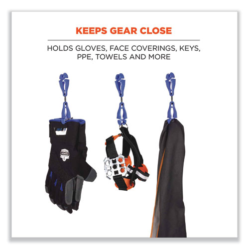 Image of Ergodyne® Squids 3420 Dual Clip Swivel Glove Clip Holder, 1 X 0.6 X 5.5, Acetal Copolymer, Blue, Ships In 1-3 Business Days