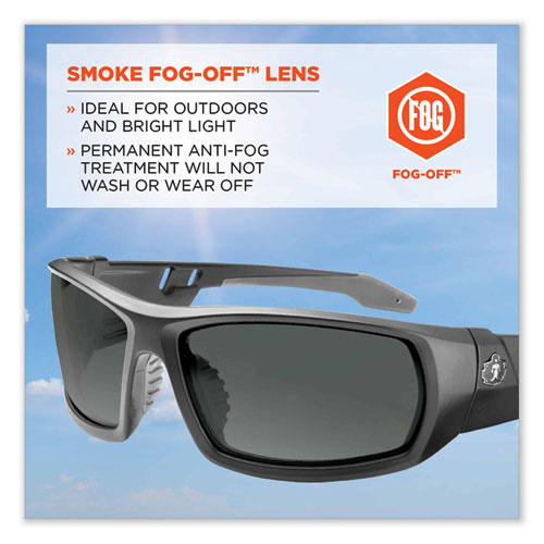 Skullerz Odin Safety Glasses, Matte Black Nylon Impact Frame, Anti-Fog Smoke Polycarbonate Lens, Ships in 1-3 Business Days