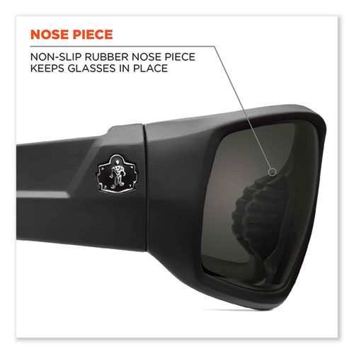 Image of Ergodyne® Skullerz Odin Safety Glasses, Matte Black Nylon Impact Frame, Anti-Fog Smoke Polycarbonate Lens, Ships In 1-3 Business Days